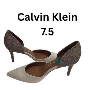 Calvin Klein Two-Tone Cream and Brown Heels